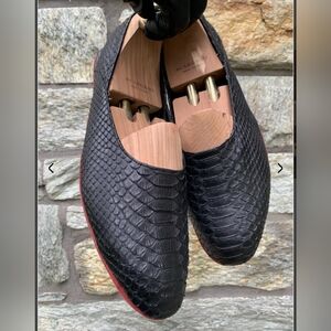 Yves Saint Laurent X Tom Ford Black Textured Python Slip-Ons Sz 10